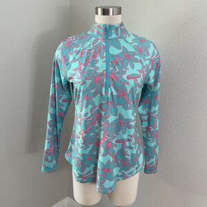 Jofit Womens Small Floral Long Sleeve 1/4 Zip Top Golf Shirt Stretch Outdoors